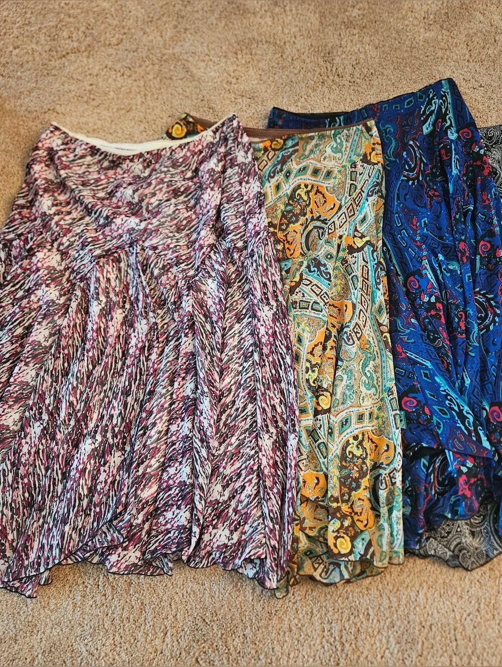 Womens Set Of 4 M/L Patterned Vintage FLOWY SKIRTS FULLY LINED Nwot